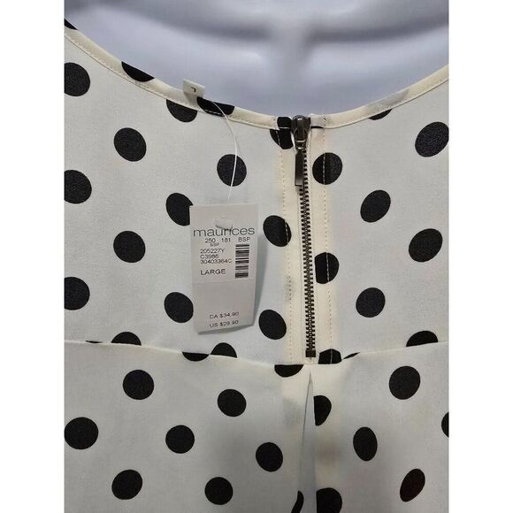Maurices Polka Dot Womens Top With Zipper & Rolled Sleeves - Large - Picture 5 of 5